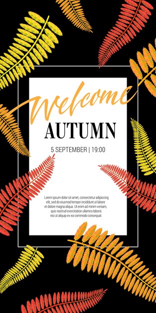 Welcome autumn lettering with leaves. Autumn offer or sale advertising 