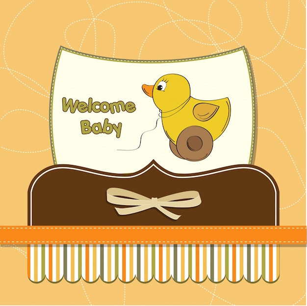 Welcome baby card with duck toy