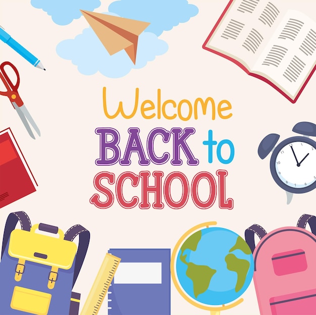 welcome back school banner with decoration