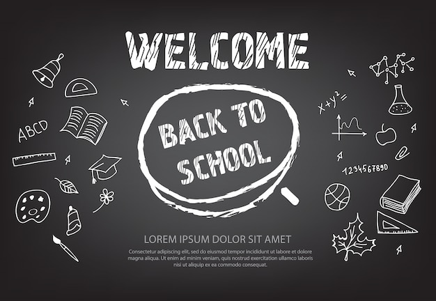 Welcome back to school lettering in chalk circle