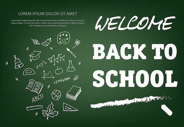 Free vector welcome back to school lettering with chalk stroke