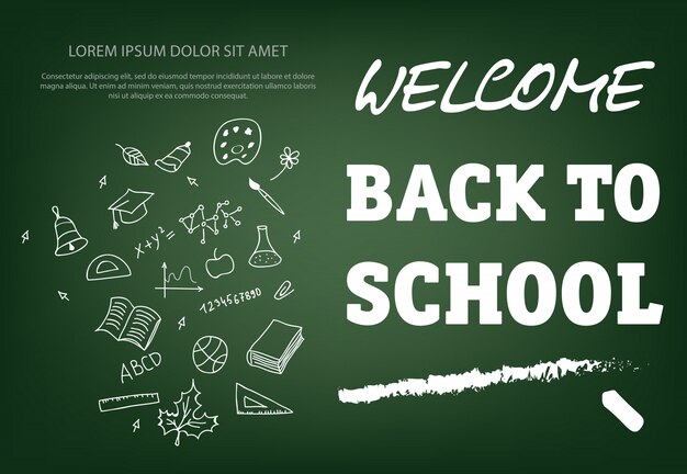 Welcome back to school lettering with chalk stroke