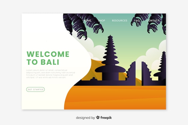 Welcome to bali landing page