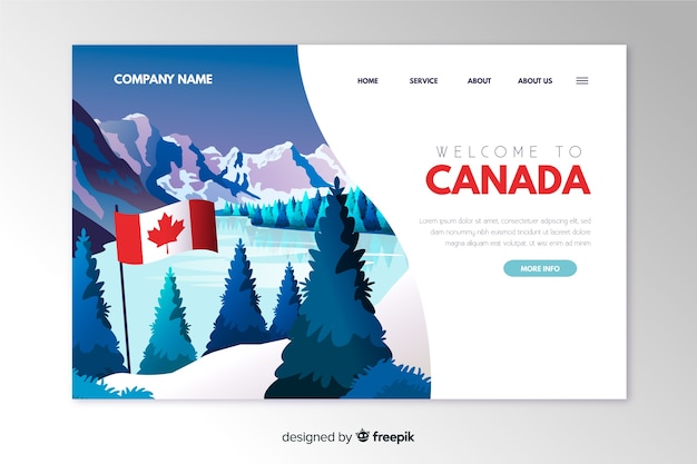 Free vector welcome to canada landing page template