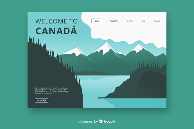 Vettore gratuito benvenuti nella pagina di destinazione del canada