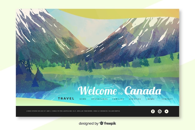 Vettore gratuito benvenuto nella landing page del canada