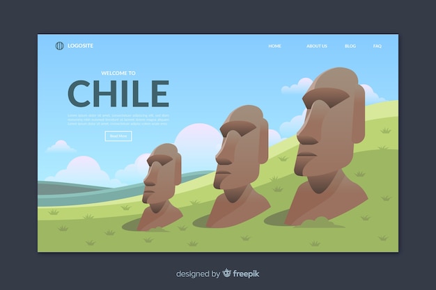 Free vector welcome to chile landing page template