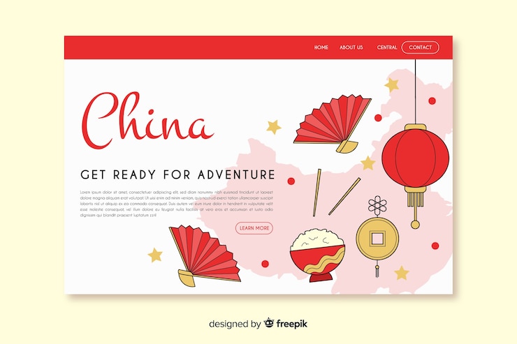 Free Vector welcome to china landing page
