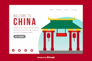 Free vector welcome to china landing page