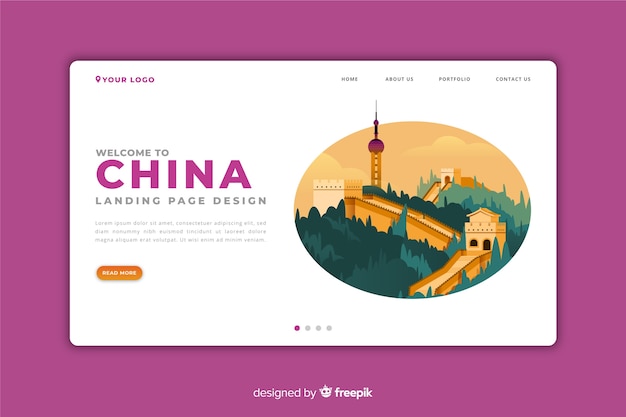 Free vector welcome to china landing page