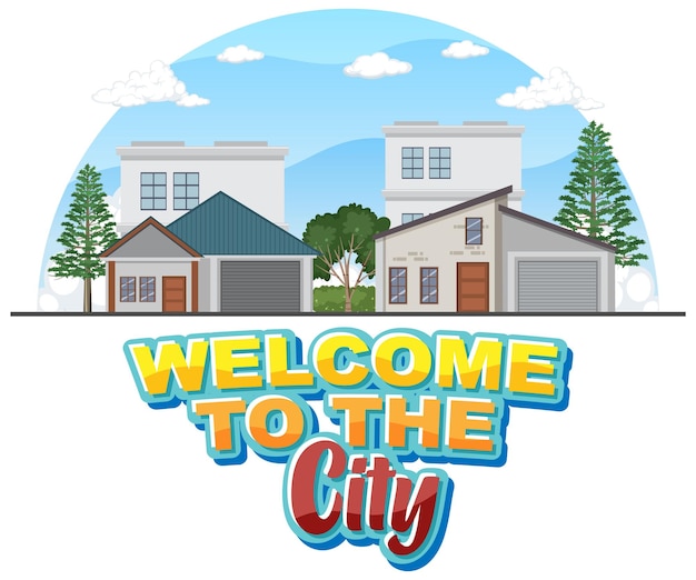 Free vector welcome to the city text for banner and poster design