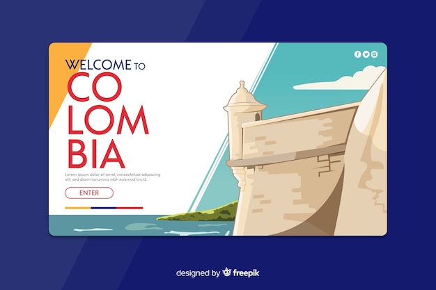 Free vector welcome to colombia landing page