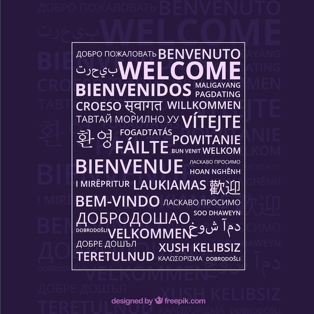 Welcome composition background in different languages