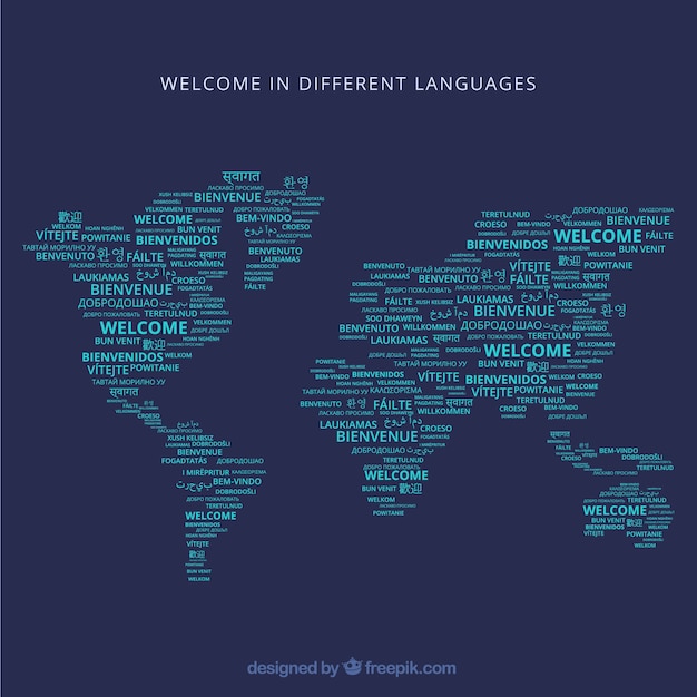 Welcome composition background in different languages