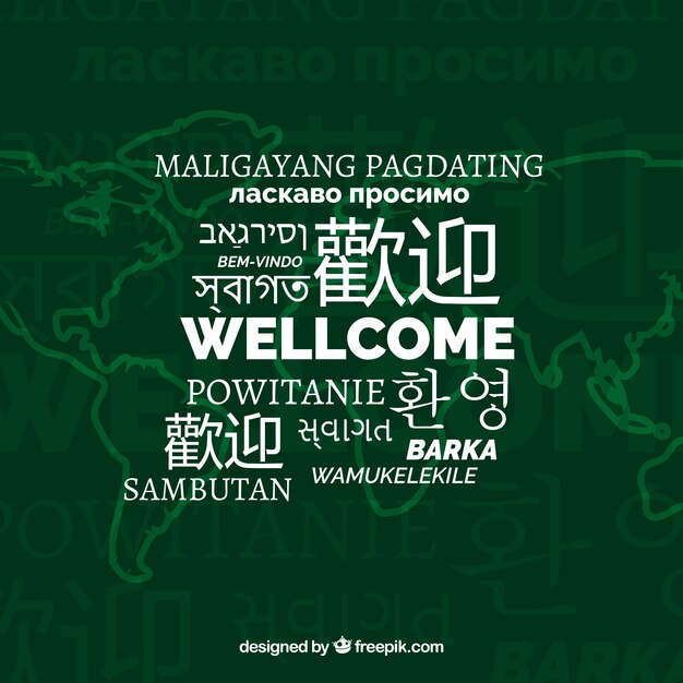 Welcome composition background with different languages