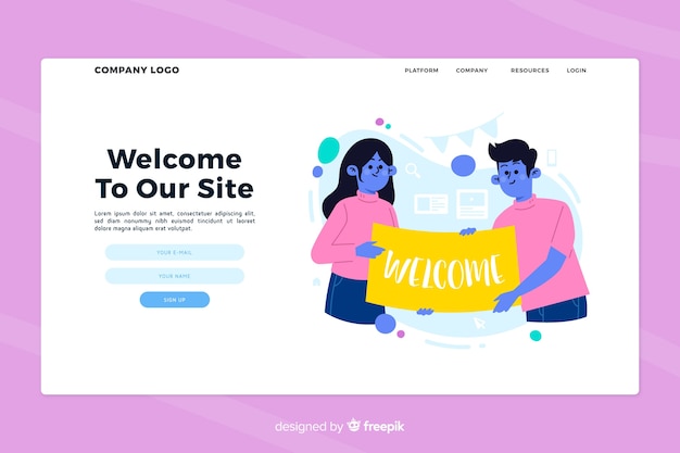 無料ベクター ランディングページのウェルカムコンセプト