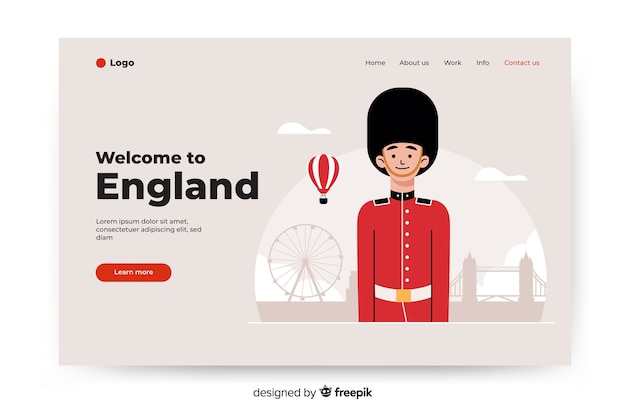 Welcome to england landing page with illustrations