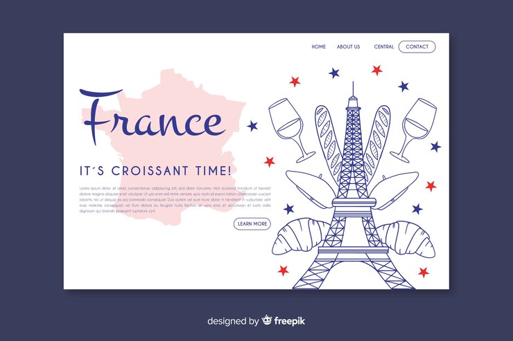 Free Vector welcome to france landing page