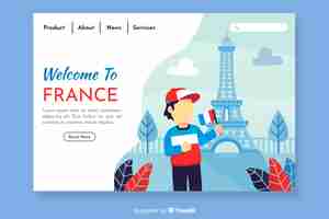 Free vector welcome to france landing page