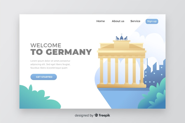 Free Vector welcome to germany landing page