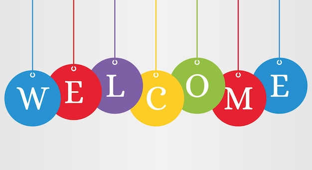 Welcome hanging ball style vector banner