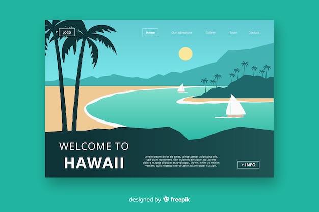 Free vector welcome to hawaii landing page