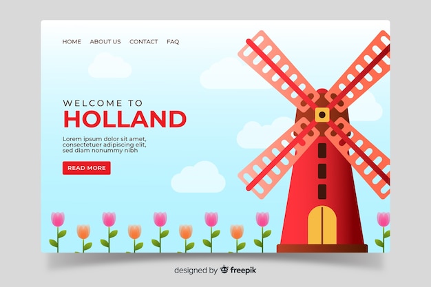 Free vector welcome to holland landing page