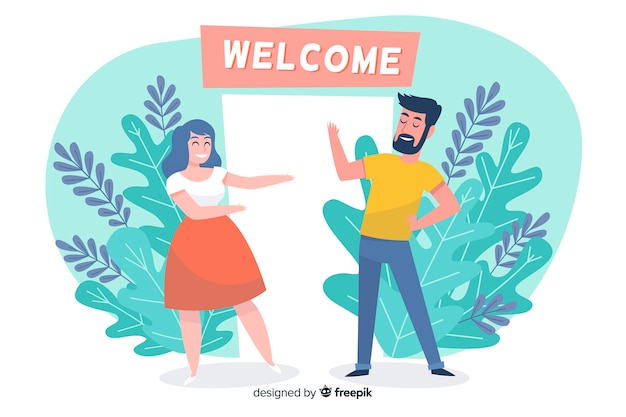 Welcome illustrated concept for landing page