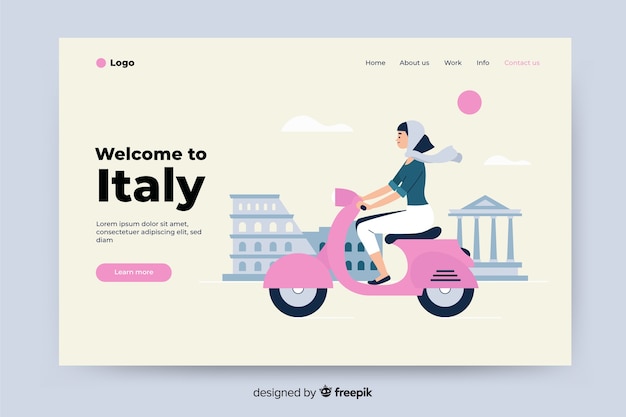 Welcome to italy colorful landing page