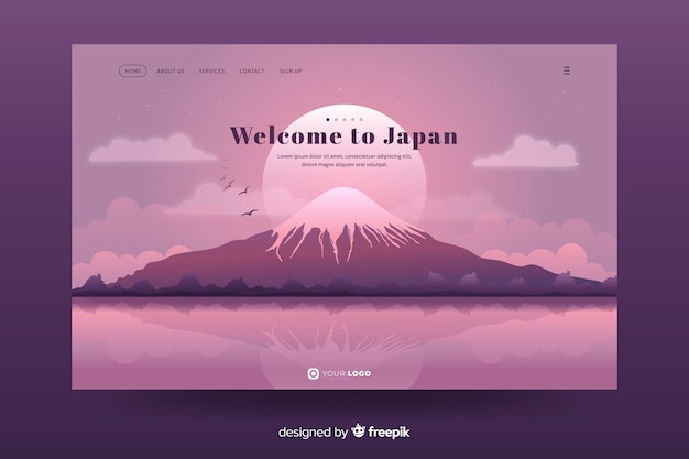 Free vector welcome to japan landing page design