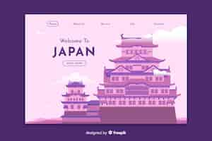 Free vector welcome to japan landing page template