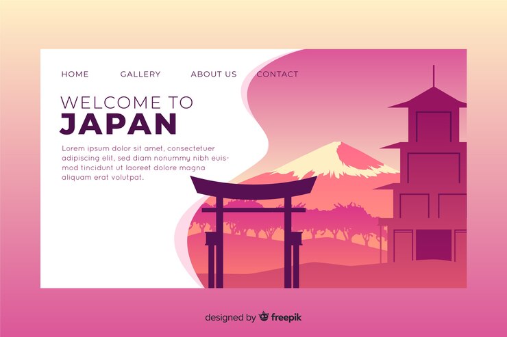 Free Vector welcome to japan landing page template