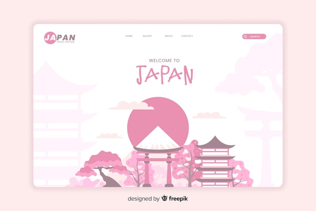 Free vector welcome to japan landing page