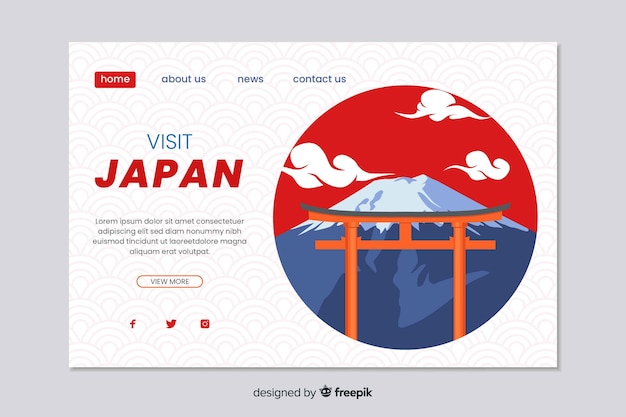 Free vector welcome to japan landing page