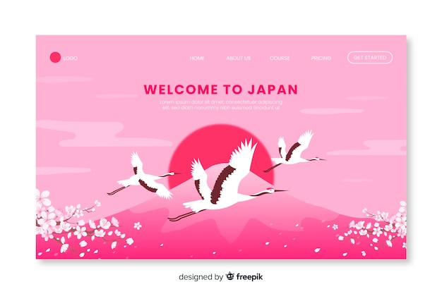 Free vector welcome to japan landing page