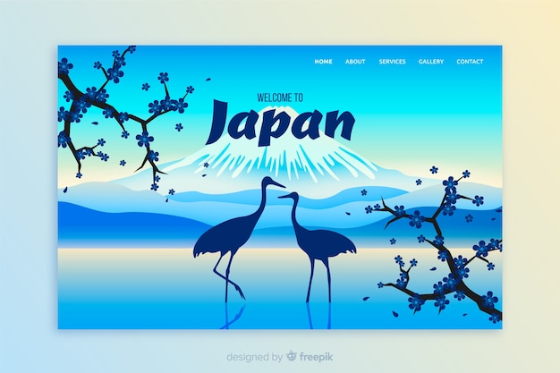 Free vector welcome to japan landing page