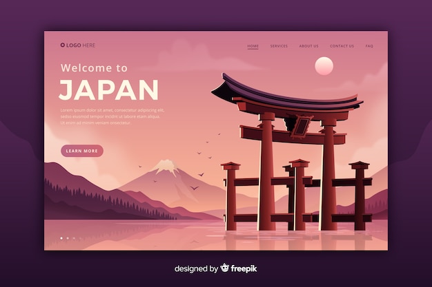 Free vector welcome to japan landing page