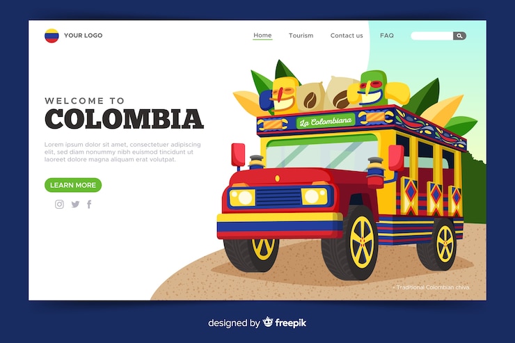 Free Vector welcome landing page template flat design