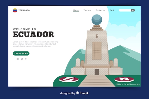 Free vector welcome landing page template flat design