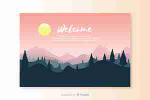 Free vector welcome landing page template with landscape