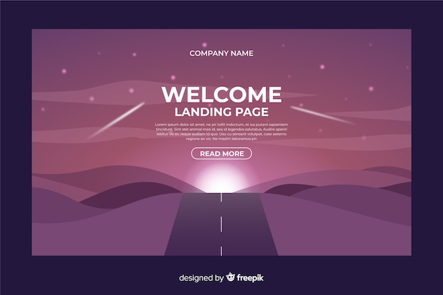 Free vector welcome landing page template with landscape