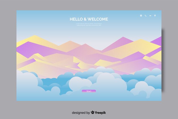 Welcome landing page template with landscape