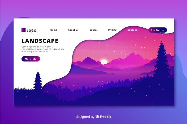 Welcome landing page template with landscape