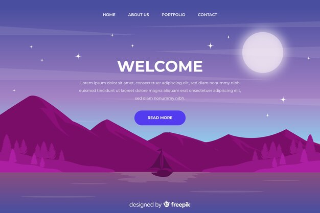 Welcome landing page with nature background
