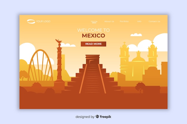 Free vector welcome to mexico landing page