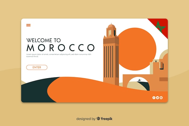 Vettore gratuito benvenuto nel modello di pagina di destinazione del marocco