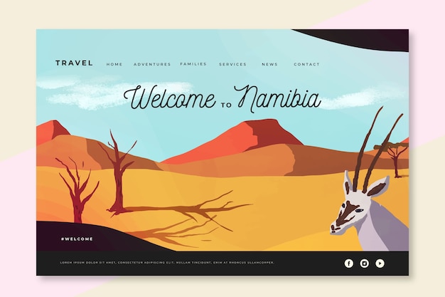 Free vector welcome to namibia landing page