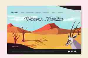 Vettore gratuito benvenuto nella pagina di destinazione della namibia