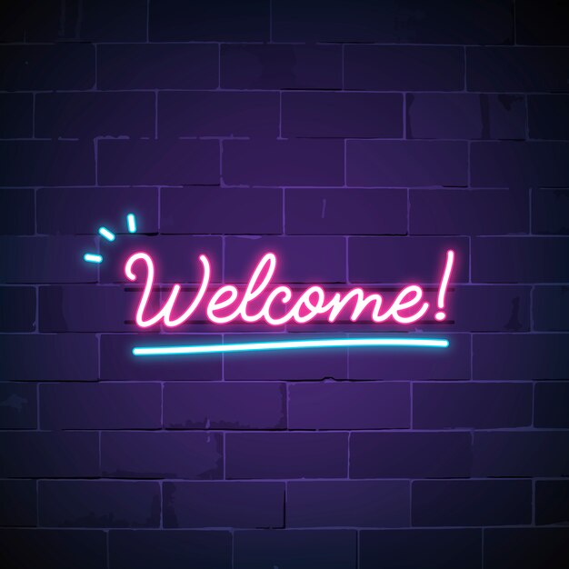 Welcome in neon sign vector