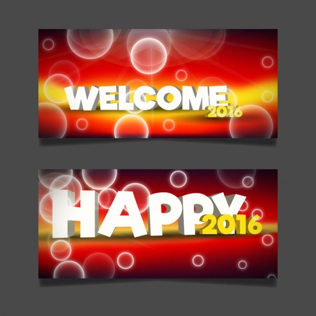 Бесплатное векторное изображение Добро пожаловать новый год баннеры в стиле боке